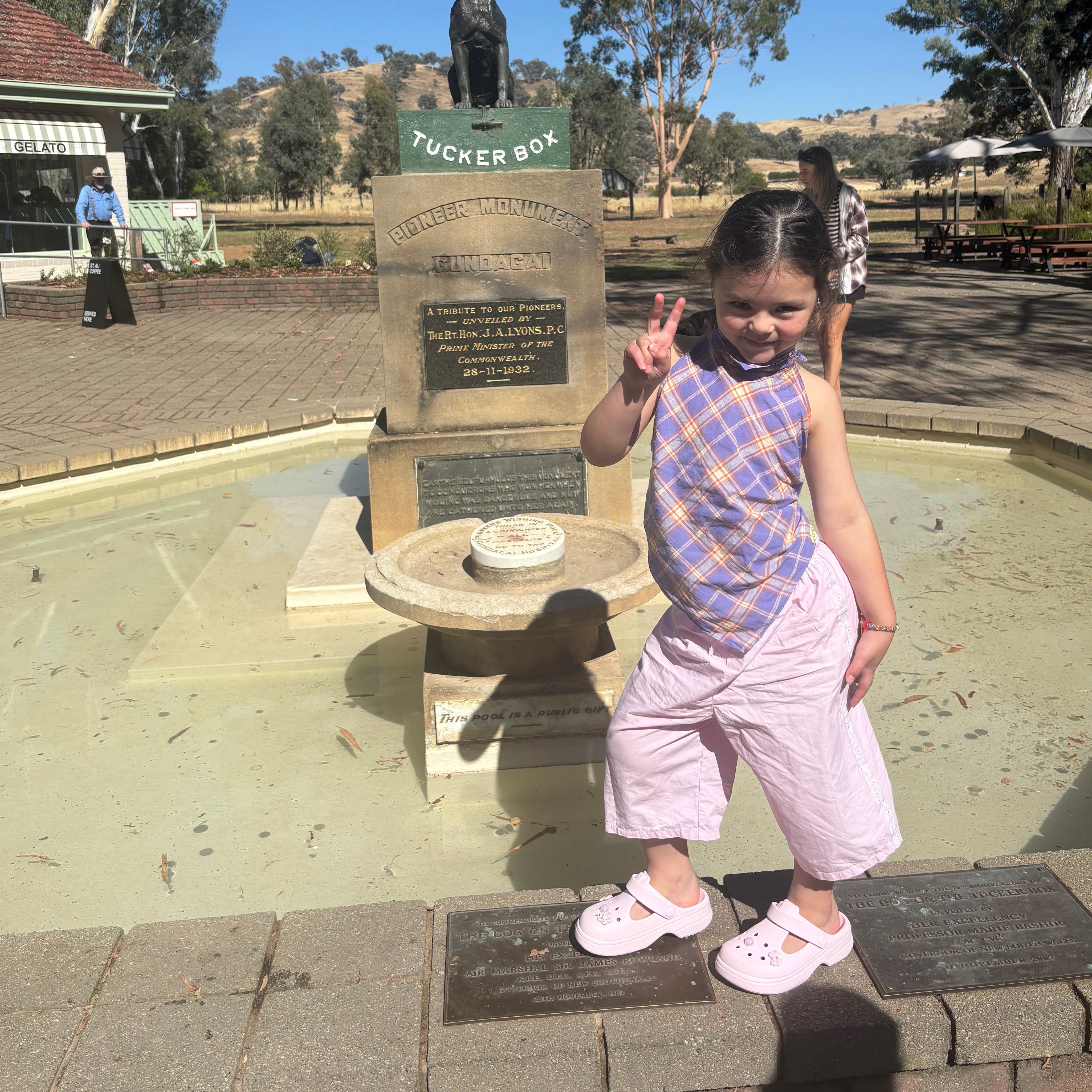 Maeve wearing Havana Short in Musk. Age 4 • Wearing 6-8Y