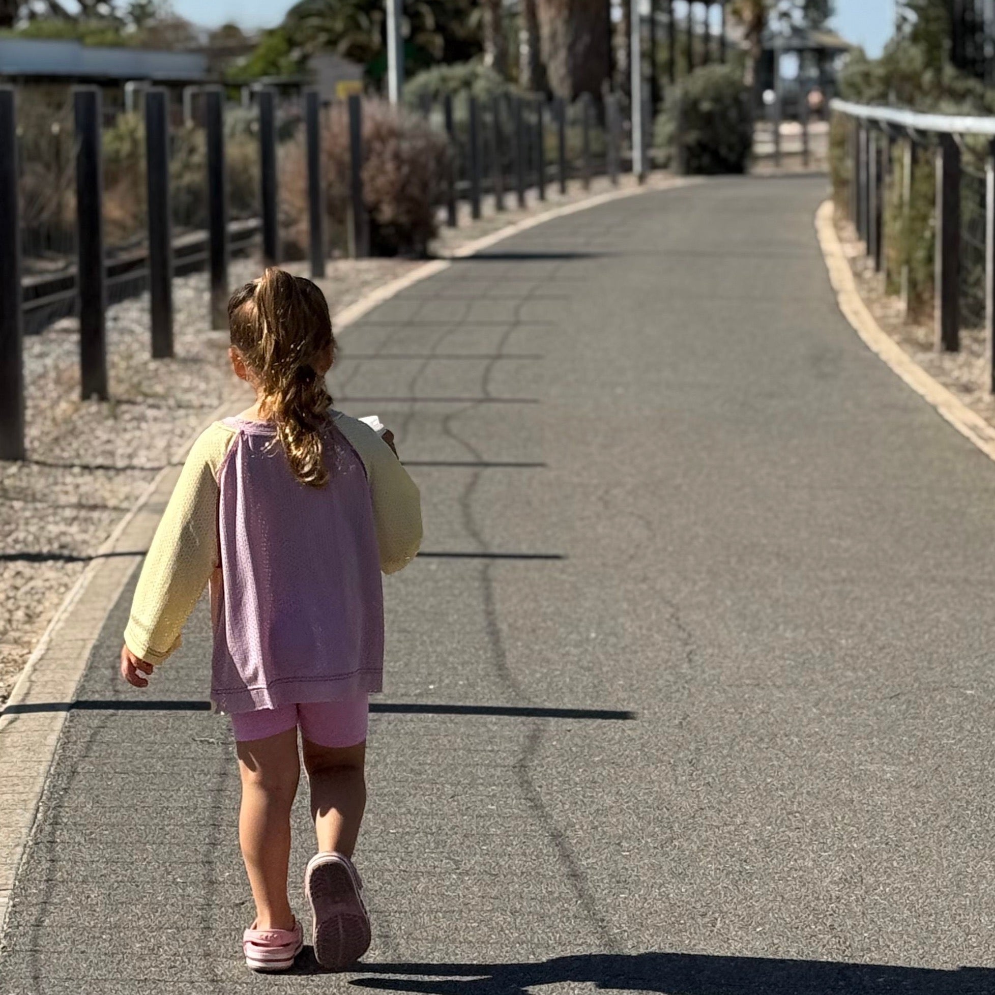 Iluka wearing Bounce Tee in Lilac. Age 4 • Wearing 4-5Y