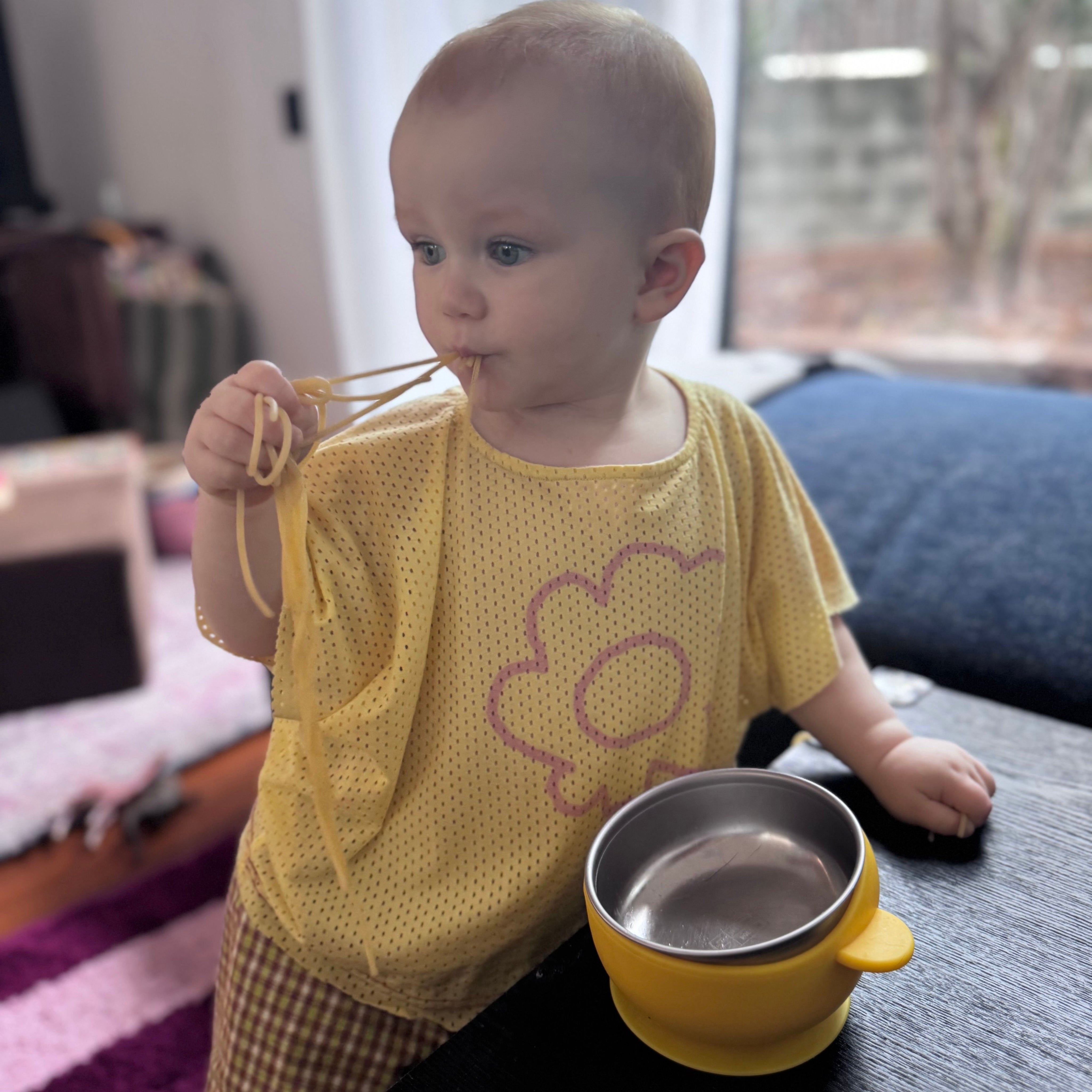 Oscar wearing Eazy Reverse Tank in Lilac. Age 12-18m • Wearing 12-18m