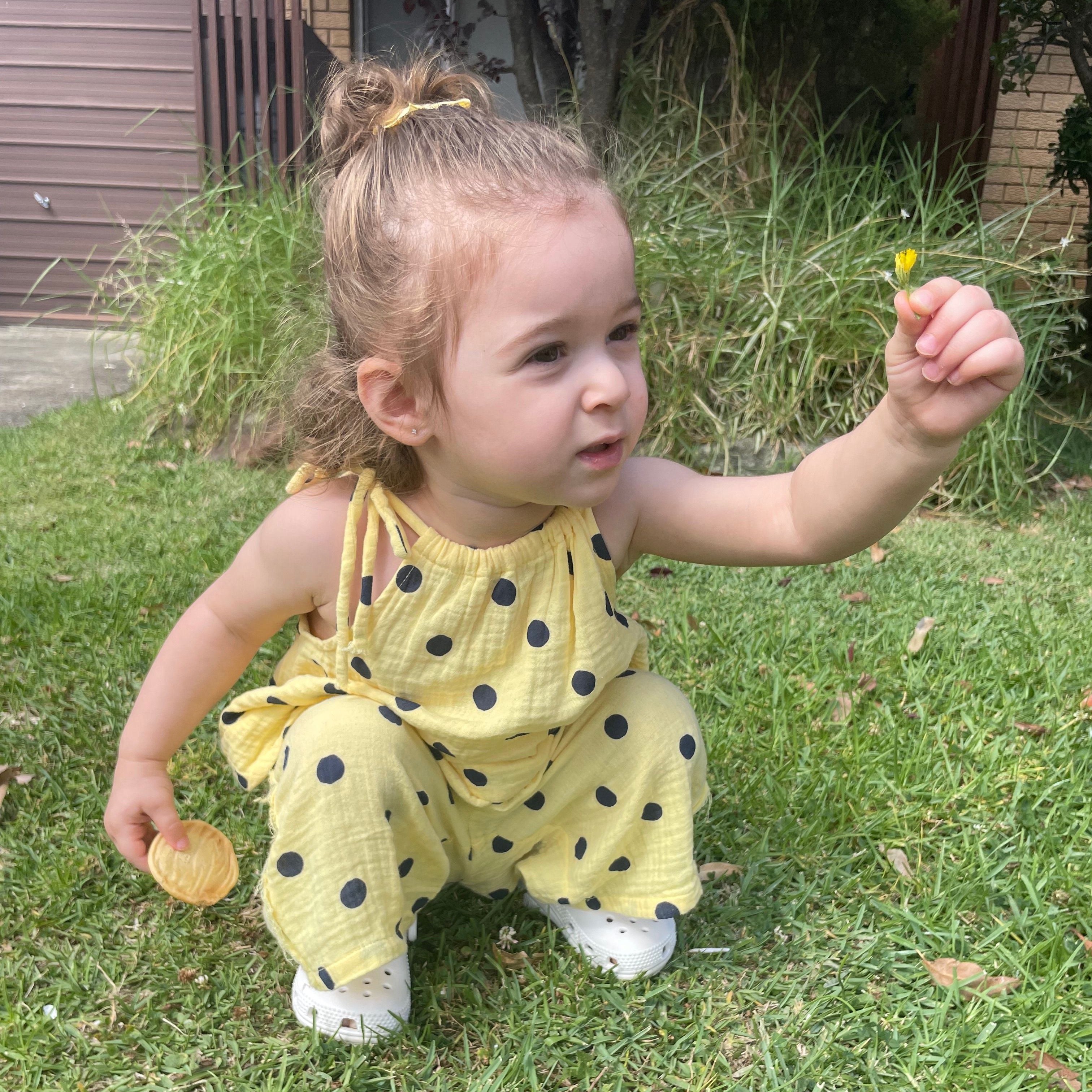 Amani wearing Bermuda Short in Butter Dot. Age 2 • Wearing 2-3Y